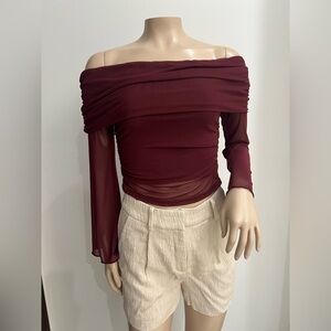 Burgundy Off-Shoulder Top